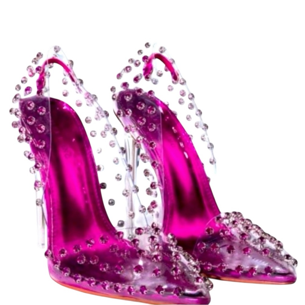 SOLD ON EBAY!! Elegant Fuchsia Studded Azalea Wang Women's Heels. Size 8. 2 - Picture 4 of 9